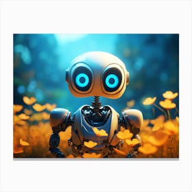 Robot In The Field Canvas Print