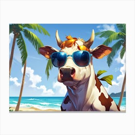 Cow On The Beach 1 Canvas Print