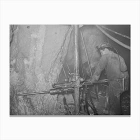 Gold Miner Operating Pneumatic Drill At Mogollon, New Mexico By Russell Lee Canvas Print