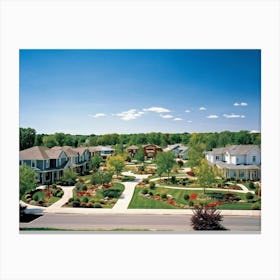 An Elegant Upscale Suburban Residential Real Estate Landscape Displaying Meticulous Homes Immersed (5) Canvas Print