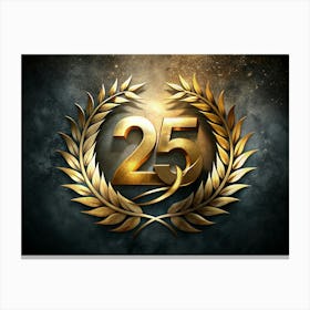 Golden 25th Anniversary Laurel Wreath Canvas Print