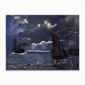 A Seascape, Shipping By Moonlight, Claude Monet Canvas Print