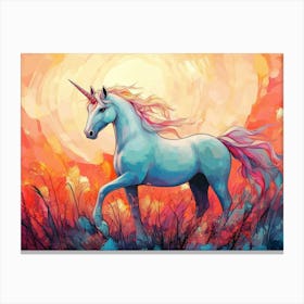 Fantasy Illustration of a Wild Unicorn Horse 2 Canvas Print