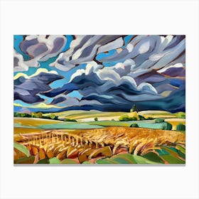 Storm Clouds Over A Wheat Field Abstract Canvas Print
