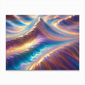 A Colorful, Abstract 3d Image With Flowing, Wave Like Shapes That Appear To Be Made Of A Luminous, Iridescent Material Canvas Print