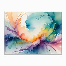 A Vibrant Abstract Painting With A Swirling Vortex Of Colorful Paint Splatters, Resembling A Cosmic Explosion Or A Burst Of Energy Canvas Print