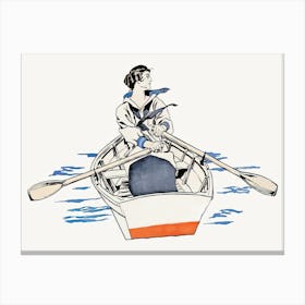 Woman Rowing In The River, Edward Penfield Canvas Print