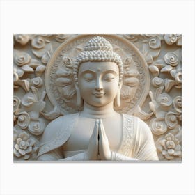 3d Relief of a Serene Buddha Statue Art Canvas Print