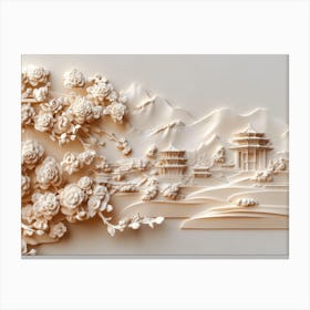 3D Chinese Paper landscape Canvas Print