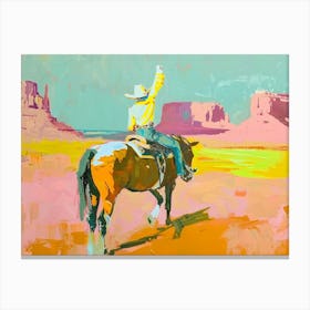 Neon Cowboy In Monument Valley Arizona 4 Painting Canvas Print