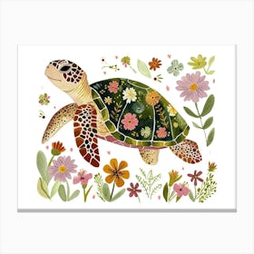 Little Floral Sea Turtle 1 Canvas Print