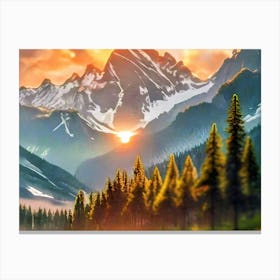 Sunset In The Mountains Canvas Print