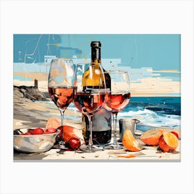 Wine On The Beach 2 Canvas Print