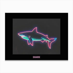 Neon Pink Sign Inspired Shark Poster 3 Canvas Print