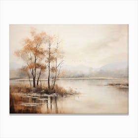A Painting Of A Lake In Autumn 38 Canvas Print