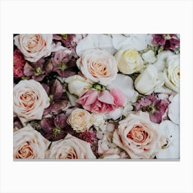 The Pink Pastel Flowers And Roses Bouquet Canvas Print