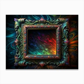 Ornate Frame With Rainbow Background Canvas Print