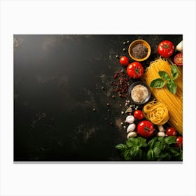 Pasta On Black Background 4 Canvas Print