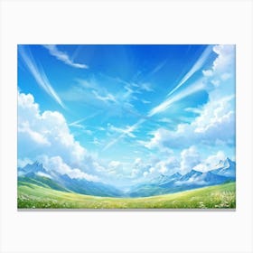 A Panorama Of A Crisp Clear Sky On A Sunlit Day The Vast Cloudscape Spreading Out Unfurling Artist (4) Canvas Print