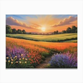 Sunset In The Meadow 20 Canvas Print