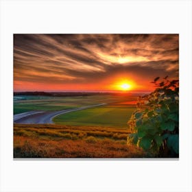 Sunset Over A Field 4 Canvas Print