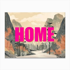 Pink And Gold Home Poster Retro Mountains 4 Canvas Print