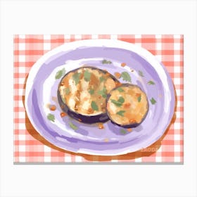 A Plate Of Eggplant, Top View Food Illustration, Landscape 2 Canvas Print