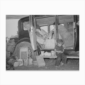 Belongings Of Migrant Family Packed In And Around Car Near Muskogee, Oklahoma, Muskogee County By Russ Canvas Print