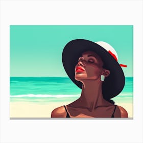 Illustration of an African American woman at the beach 4 Canvas Print