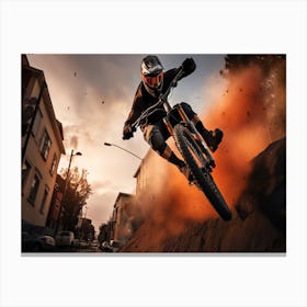 High Octane Dirt Biking - Mountain Biker Canvas Print