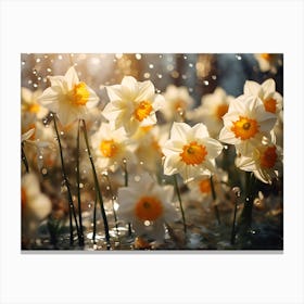 Daffodils In The Rain 1 Canvas Print