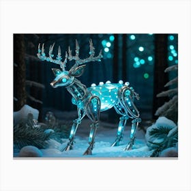 Bioluminescent Firefly Robot With Whimsical Delicate Features Fused With An Iridescent Teal Deer L (1) Canvas Print