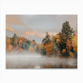 Foggy Autumn Pond Canvas Print
