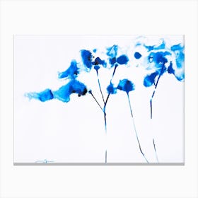 Abstract Blue Florals, Liquid Acrylics on Paper Canvas Print