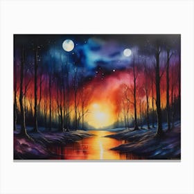 Sunset In The Woods Canvas Print