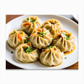 A Plate Of Momo On A White Plate Upscaled (2) 1701536179441 Canvas Print