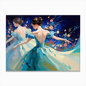 Two Dancers In Blue Dresses Canvas Print