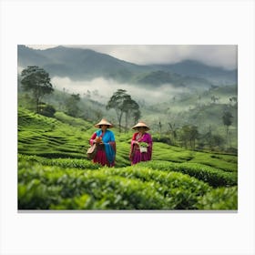 Women In A Tea Plantation paintings art print Canvas Print