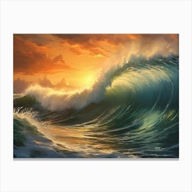 Wave At Sunset Canvas Print