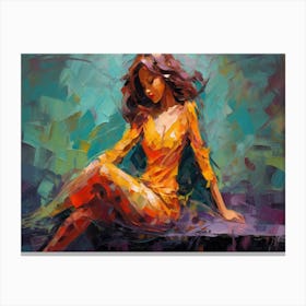 Woman In Yellow Dress Canvas Print