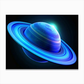 Blue Planet Saturn With Rings In Space Canvas Print