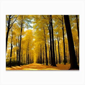 Yellow Road In The Forest Canvas Print
