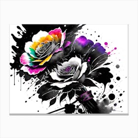 Black And White Roses Canvas Print