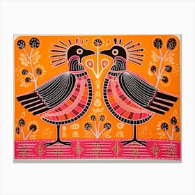 Roadrunner 2 Folk Style Animal Illustration Canvas Print