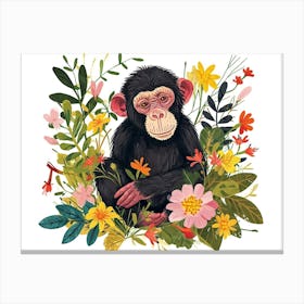 Little Floral Baboon 1 Canvas Print