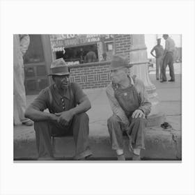 Men Sitting On Curb Talking, Muskogee, Oklahoma By Russell Lee Canvas Print