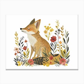 Little Floral Coyote 2 Canvas Print