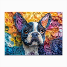 French Bulldog Paper Quilling Dog Portrait II Canvas Print