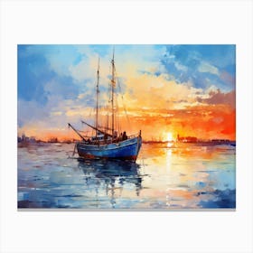 Sunset Sailboat Canvas Print