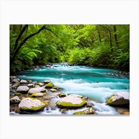 Blue River In The Forest Canvas Print